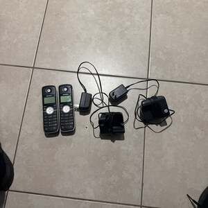 Motorola Cordless Phone Set with Charging Bases - 2 Handsets, Black/Silver